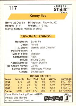 1992 Jockey Star #117 Kenny Iles Back